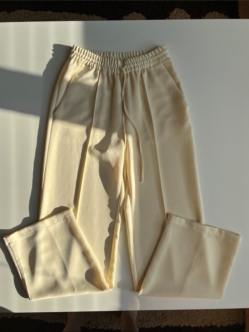 Butter Yellow Wide Leg Drawstring Pants